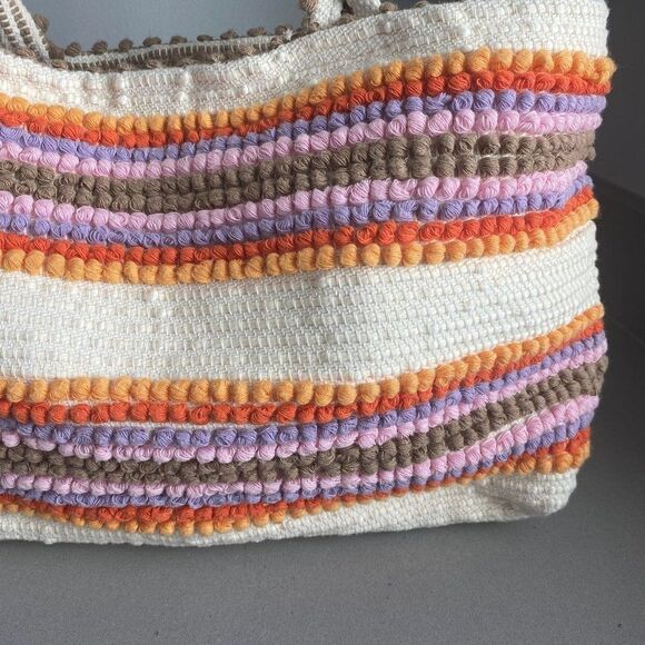NEW Antonello Tedde Made in Italy Cotton Multicolor Crochet Travel Tote Boho - Picture 6 of 13